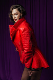 BOBCAT Jacket Range -Red Peplum Leather Jacket